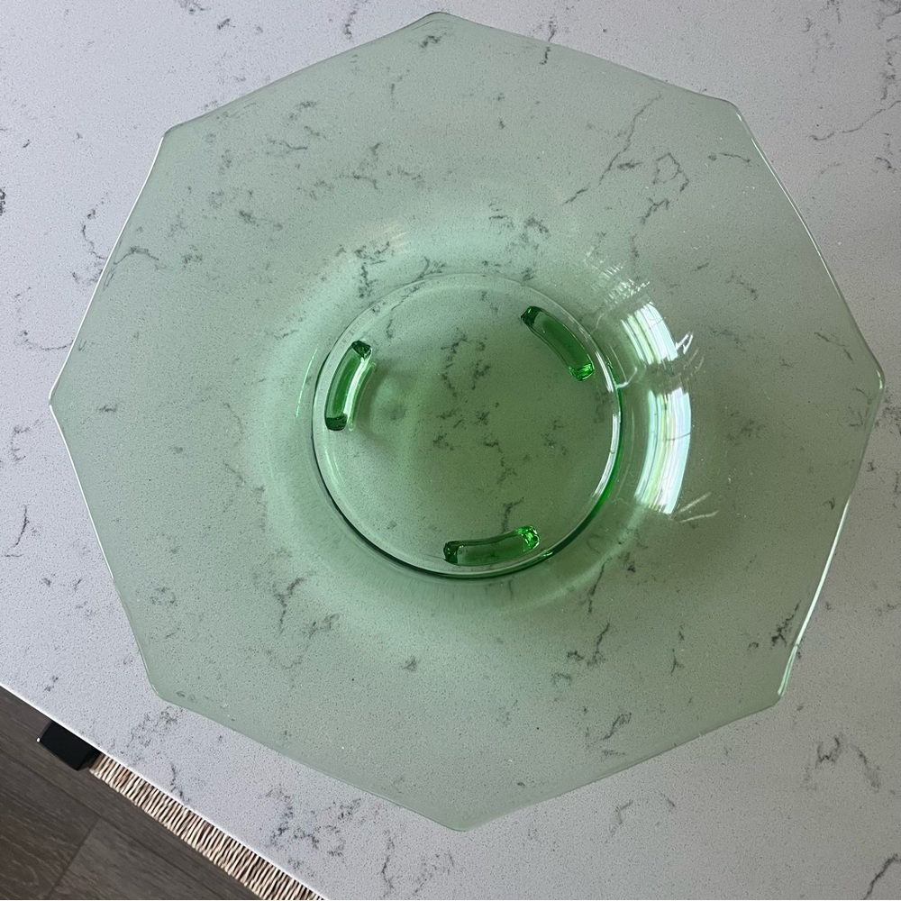 Art Deco Fostoria Uranium Glass Footed Console Bowl - Picture 8 of 9